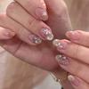 Pure Desire Blush Wear Nail Art Summer New Nail Art White Flower Short Round Wear Fake Nails