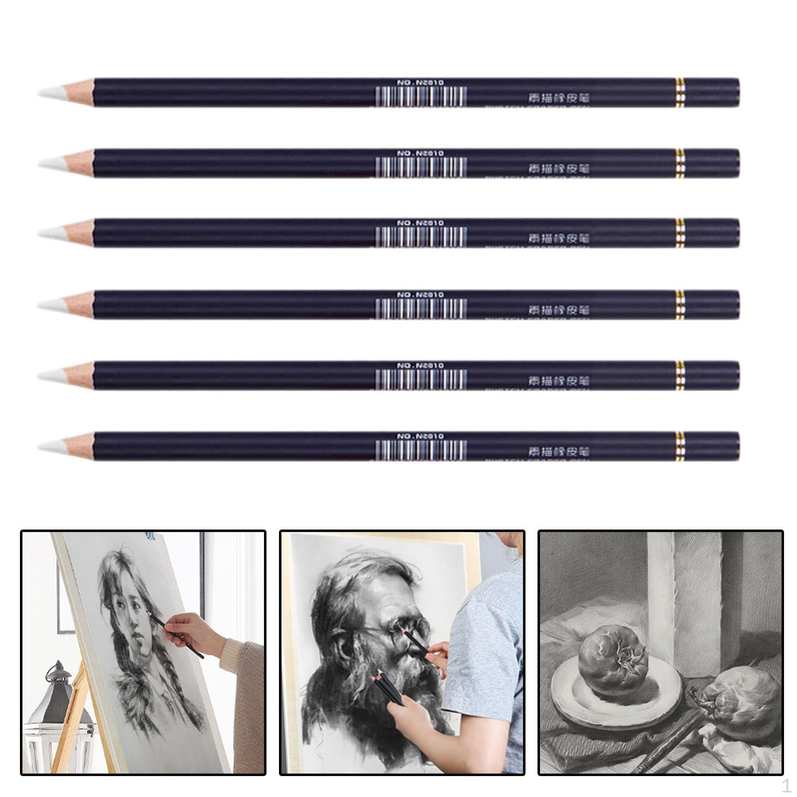 6X Professional Eraser Pencils Set Erasing Details Highlights for Sketching Charcoal