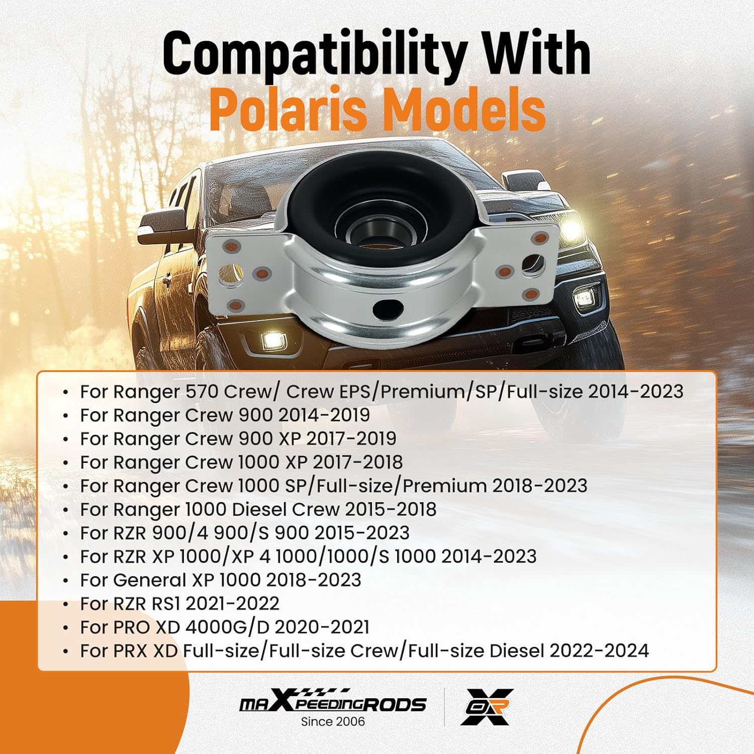 maXpeedingrods Front Rear Propeller Shaft Bearing Carrier for Polaris Ranger RZR General 570 900 1000 RS1 PRO PRX XD Replace# 3515075 3514806 3514900