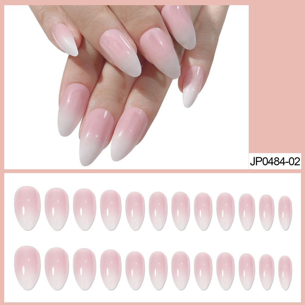 Wearing Nail Art Patch Finished Short Ballet Nail Pink Simple Gradient Color Fake Nail Gradient