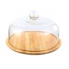 Transparent Dustproof Cake Glass  Cover Food Cover Cake Plate Glass Cover With Bamboo Tray Cake Stand Bread Serving Tray Platter