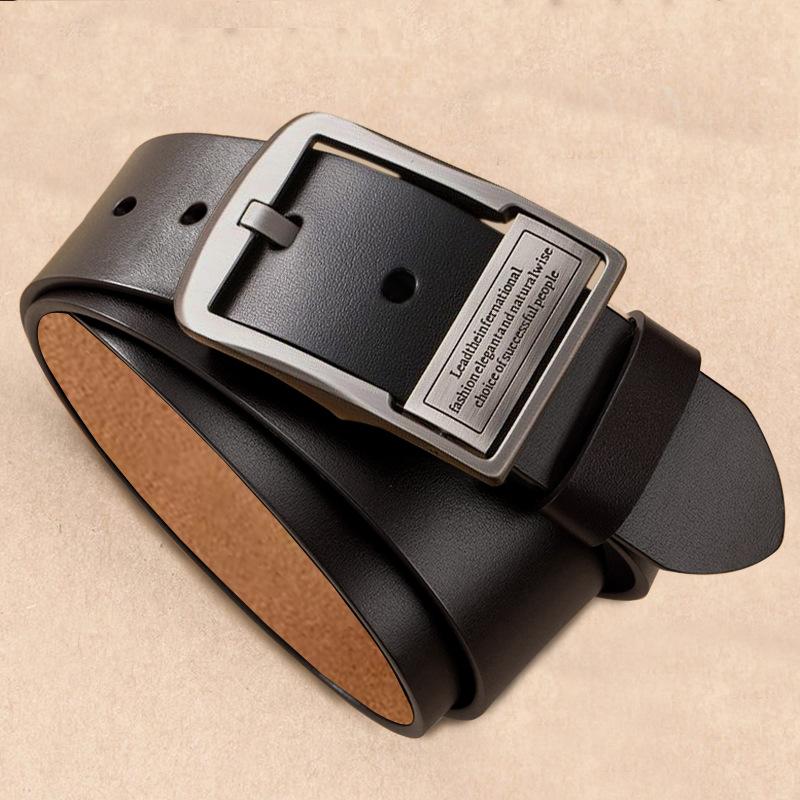 Flip Buckle Belt Solid Alloy Buckle Thickened Belt Belt Men's Belt Pin Buckle Business Belt Men's Pants Belt