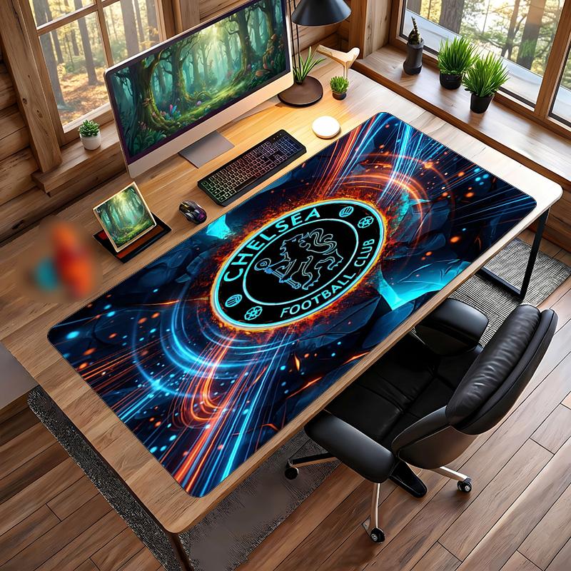 Chelsea FC Aufgedrucktes Großes Mauspads, Rutschfeste Weiche Gummi Gaming Schreibtischmatte für Büro Laptop Computer Dekoration