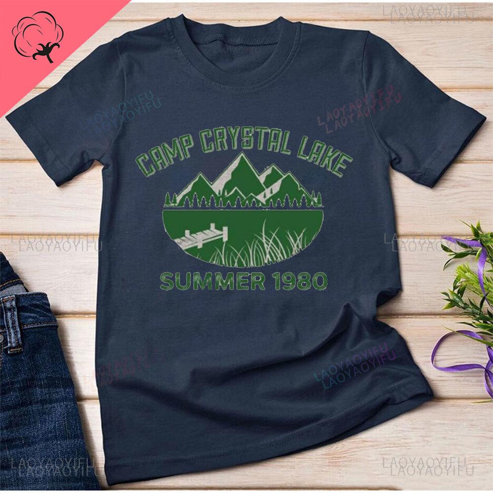 Camp Crystal Lake Funny Halloween Shirt High Quality Cotton Apparel Novelty Hipster Short Sleeve Printed T-shirt Tops