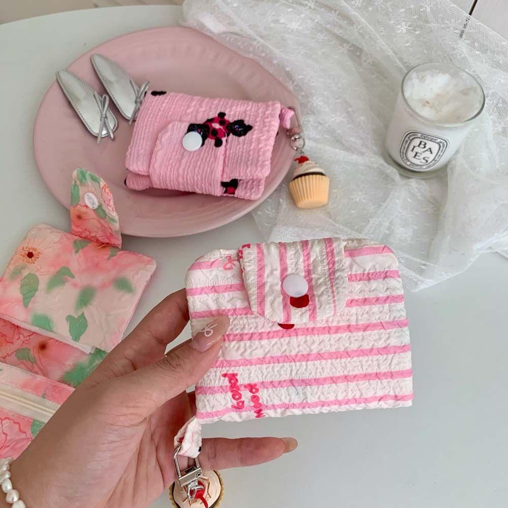 Bear Flower Coin Purse Canvas Cloth Envelope Wallets Simple Mini Cash Wallet  Female