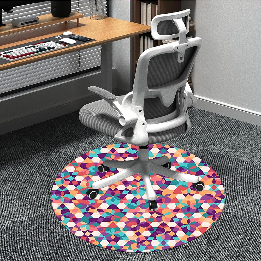 

1pc Floral Pattern Chair Carpet for Office Non-Slip, Machine Washable Rug for Office - Polyester, Machine Made yy251029105 80cm by 80cm