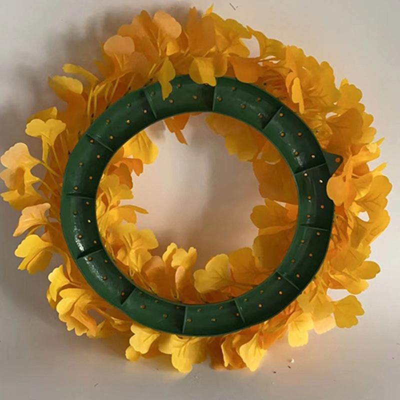 Elegant Thanksgiving Festive Door Decoration 15.75inch Artificial Ginkgo Biloba Leaf Christmas Wreath Fade Resistant