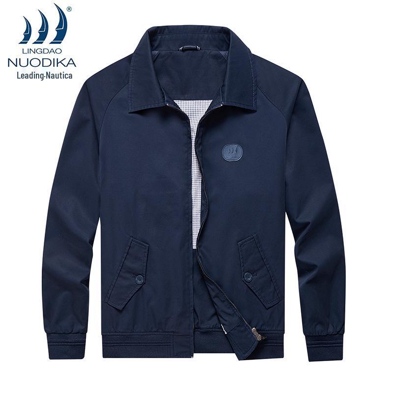 (Clearance) Men's Turn-Down Collar Business Casual Jacket - Spring/Autumn Solid Color Dad's Coat