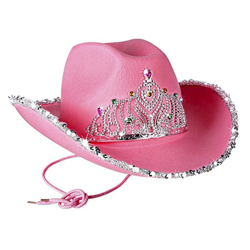 Cowboy Hat Christmas Stage Carnival Party Pink Fluorescent Colorful Cowboy Hat Compound Laser Hat Western Style Illusion