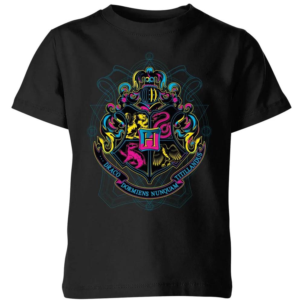 Harry Potter Hogwarts Neon Crest Kids  T-Shirt - Black - 3-4 Years 100