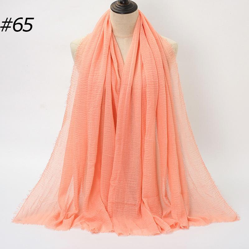 New Pleated Monochrome Cotton Solid Color Scarf, Naturally Pleated Human Cotton Hair Beard Edge Large Size Women's Headscarf B