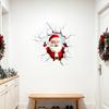PVC Santa Wall Art for Balcony 3D Claus Sticker, Realistic Breaking Decal Christmas Holiday Decoration, Glass Clings Waterproof Indoor Outdoor Windows