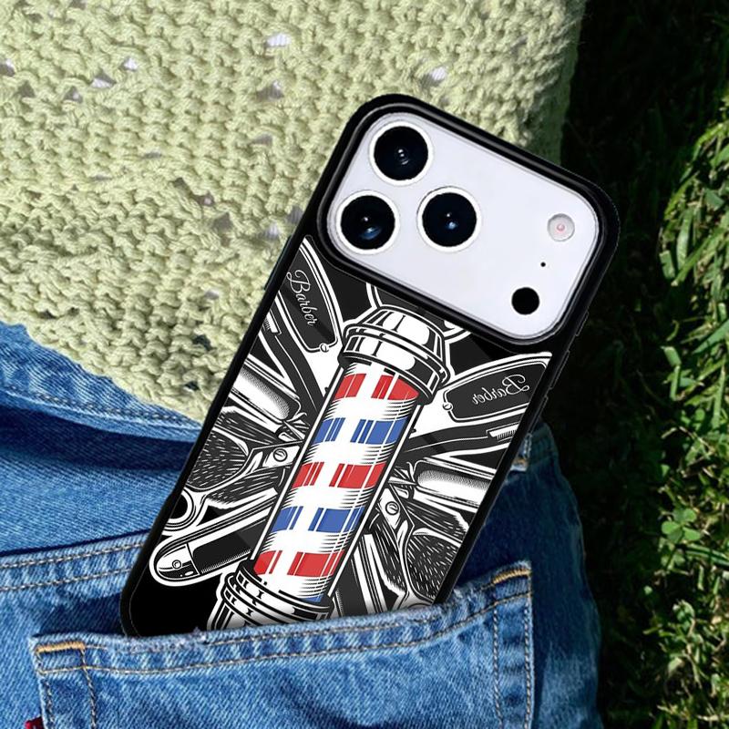 Barber Stripes Scissors Phone Case Cover for IPhone 11 12 13 14 15 16e 17 Pro Max Coque for IPhone 17 Air