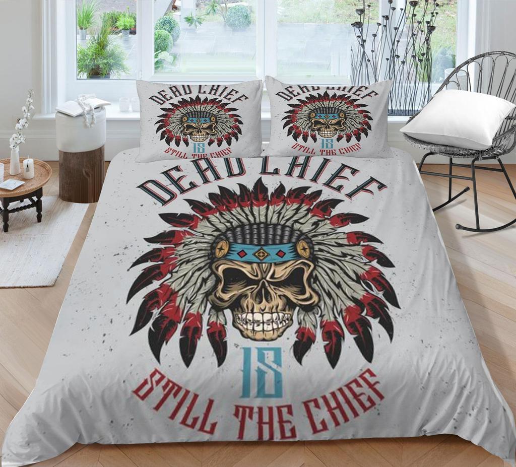 Home Bed Set Skull Print Pillowcase Bedspreads Soft Duvet Cover Queen King Size Teen Boy Girl 3D Soft Quilt Cover