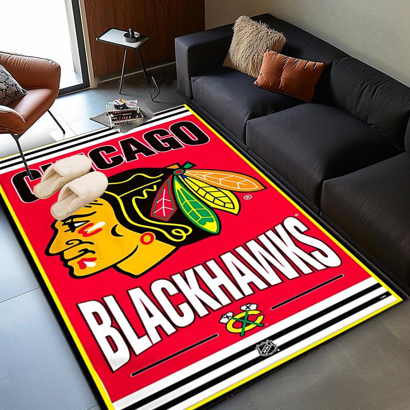 Chicago-Blackhawks Logo Bereichsteppich Geeignet für Innen- und Außenbereiche, Teppiche für Küchen, Häuser, Büros, Wohnzimmer, Heimdekoration, Weihnachtsgeschenk