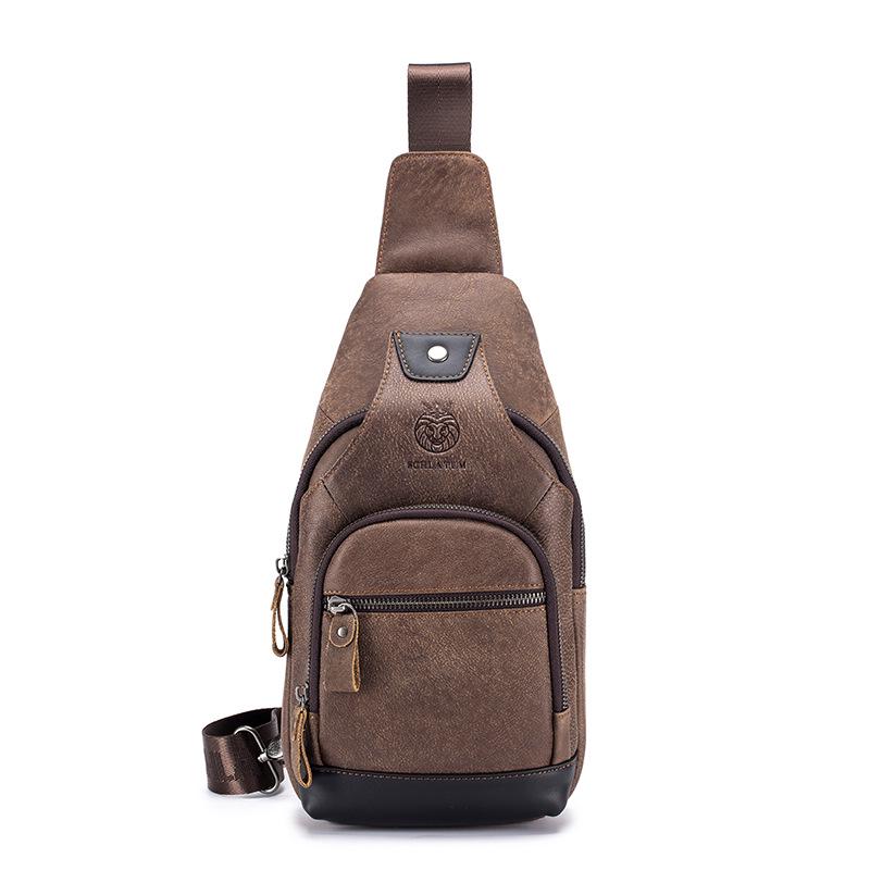

Shilaidun Genuine Leather Men s Retro Crossbody Chest Bag, 2024 New European-American Style, First Layer Cowhide Color-Blocked Front Shoulder Bag. кавовий