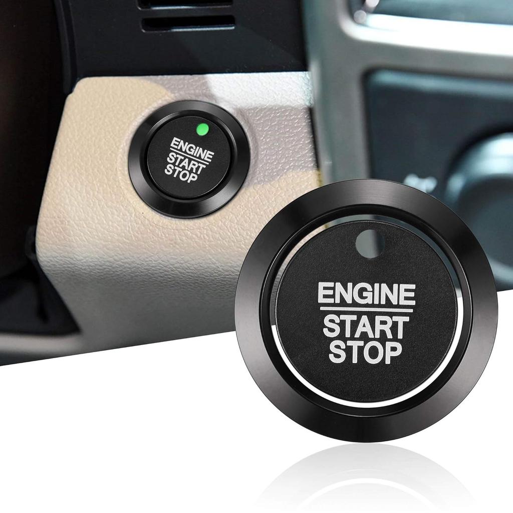 TOMALL Aluminum Engine Start Stop Push Button Cover Trim Compatible with Ford F-150 2016- Car Engine Ignition Start Button Cap Surrounding Trim Ring