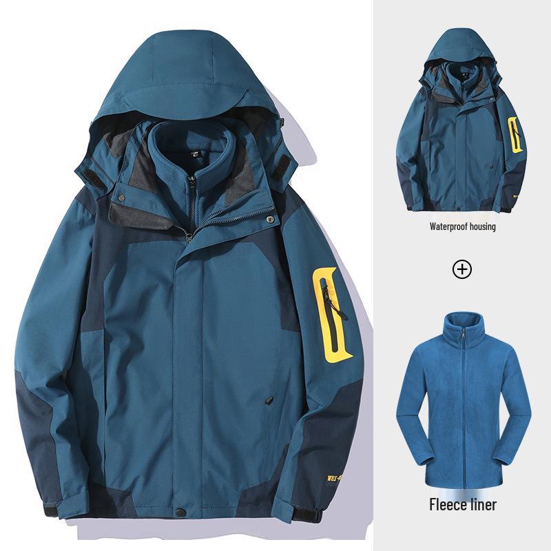 Unisex Three-in-One Detachable Ski & Mountaineering Jacket: Waterproof, Windproof, for Autumn & Winter.