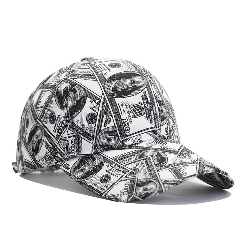 New dollar printed baseball cap men's European and American personality street sunshade cap hip hop hat