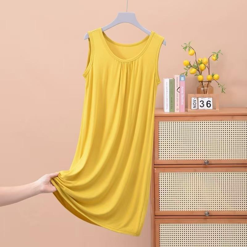 Pajama Women's Summer Sleeveless Vest Pajama Skirt, New Loose Large Size Suspender Skirt Spring and Summer