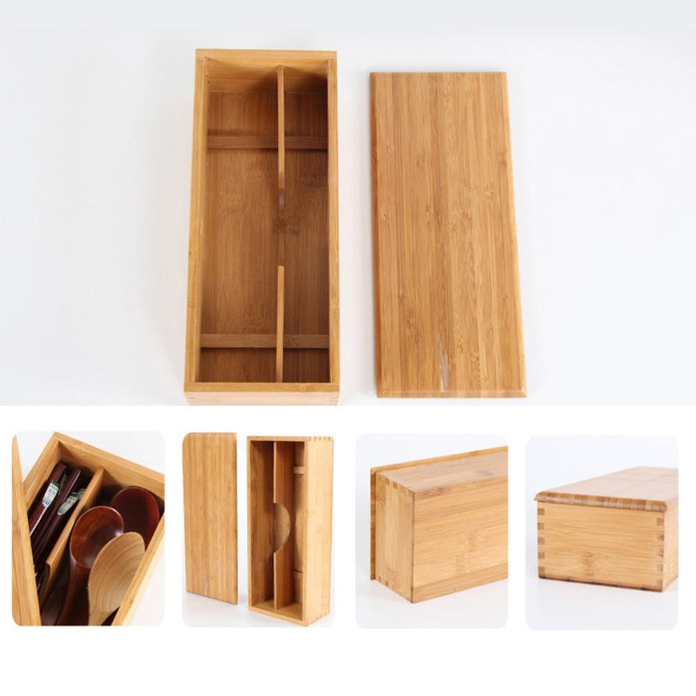 Wood Color Multi-grid Kitchen Cutlery Organizer Dining Room Counter Cutlery Arrangement