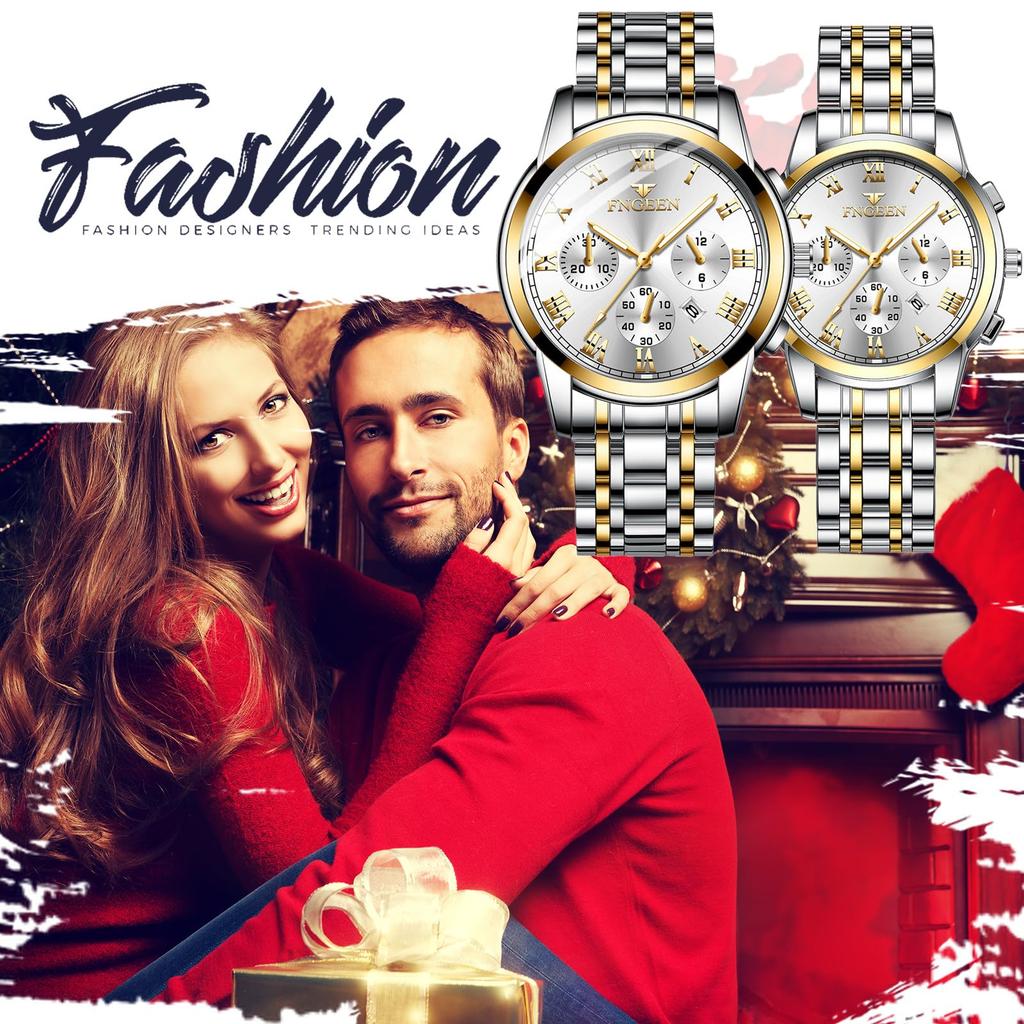 Roman Numerals Analog Simple Watch with Calendar, 3ATM Water Resistance, Stainless Steel Strap, Casual Business Style for Men and Women - Perfect