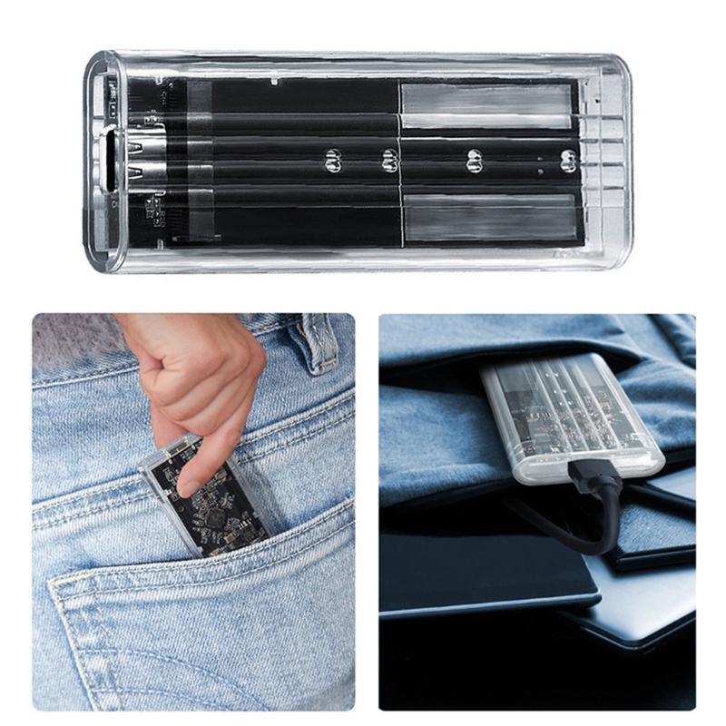USB3.0 M.2 NVME / Optional Hard Drive Case Clear PC Shell Small Size for Easy Hardware Inspection and Efficient Cooling