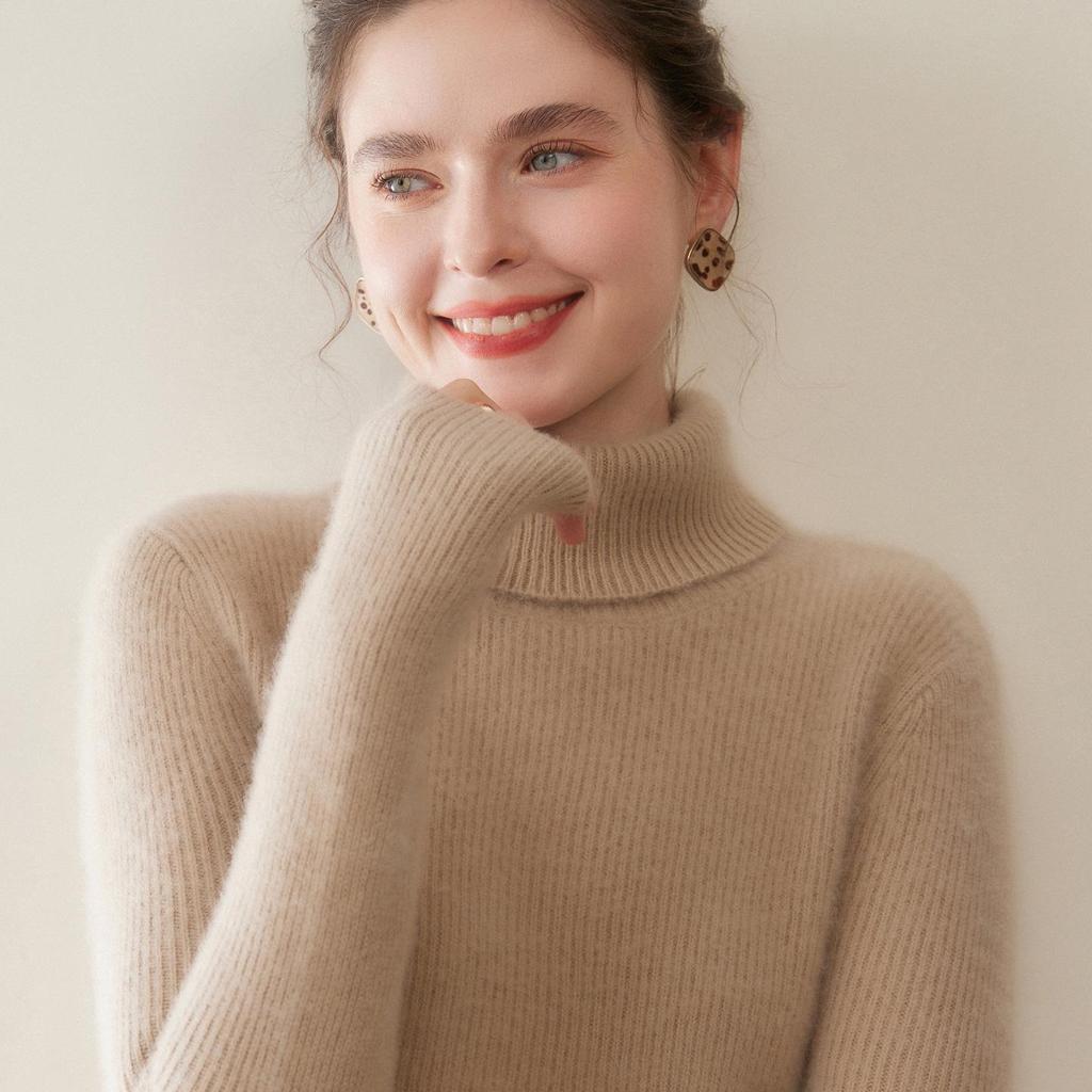 Women's 2025 Slim Fit Cashmere Turtleneck Sweater - Double-Strand Thickened Inner Layer