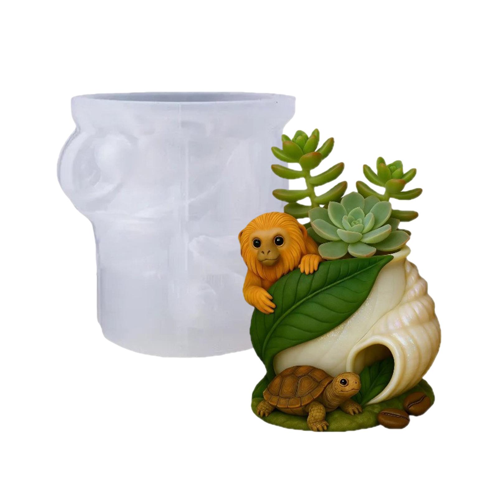 

Silicone Tortoise Monkey Shaped Pen Holder Mold For Resin Casting Detailed Planter Handmade Pen Holder Creative Gift 1
