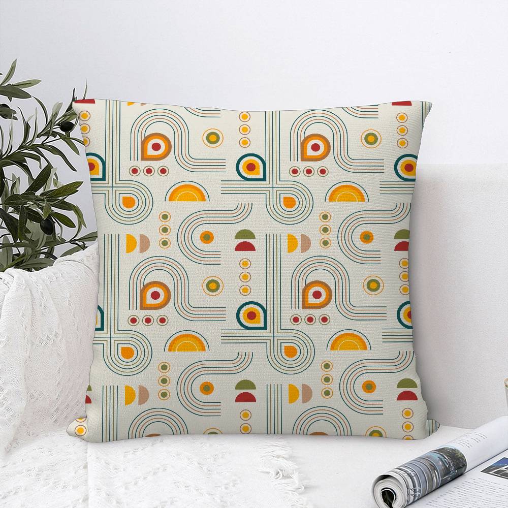 Home Decor Vintage Geometric Pattern Digital Print Pillowcase Pattern Cushion Cover Suitable for Sofa Bedroom Car Pillow Cover