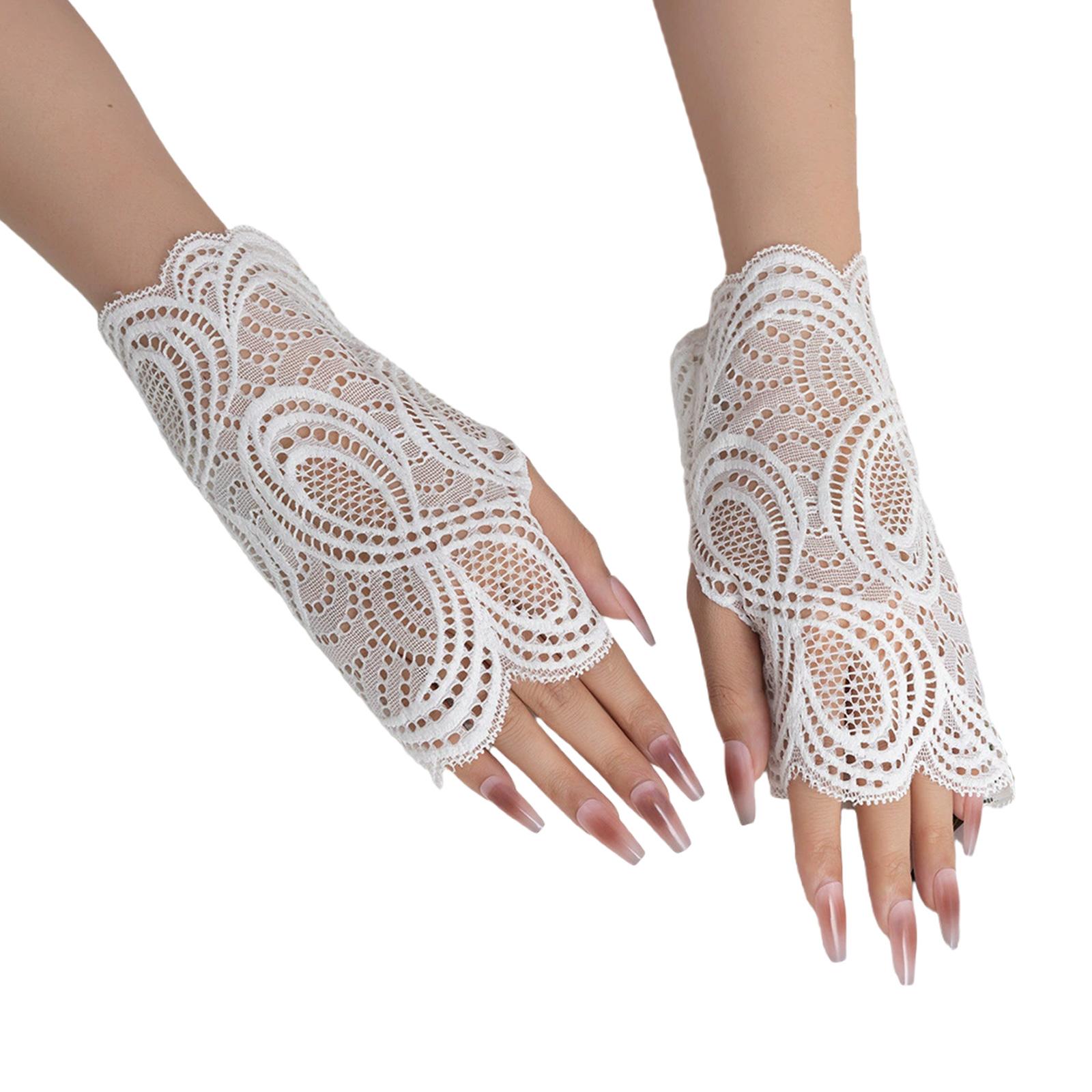 

Elegant Lace Flower Gloves Detachable Cuff Sleeves Hand Wear Accessory For Women Fashion Layering Formal Outfit 2