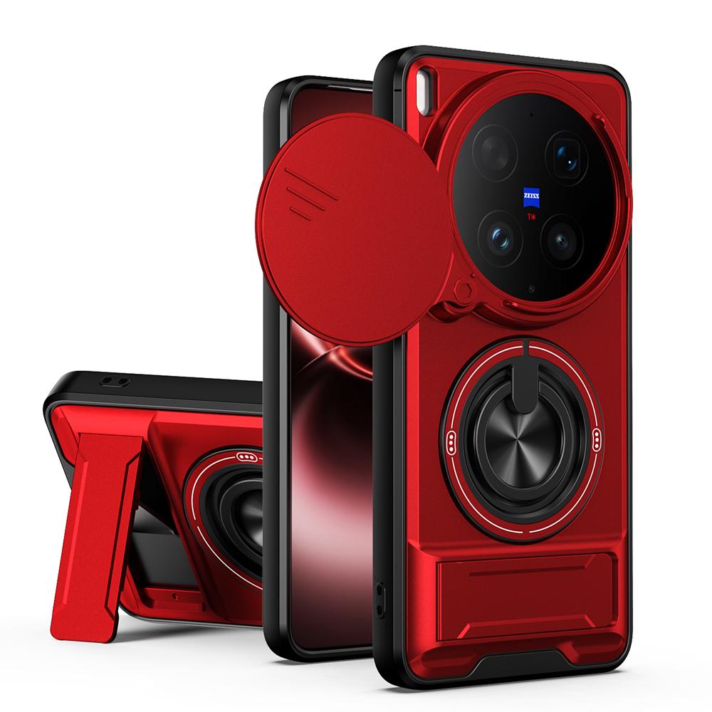 KEYSION Magnetic Phone Case for VIVO X300 Ultra 5G Slide Camera Lens Protection Upright Stand 360° Ring Shockproof Back Cover