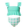 Summer Children's Swimsuit Plaid Split Shape Ruffled Cute Casual Girls Swimsuit
