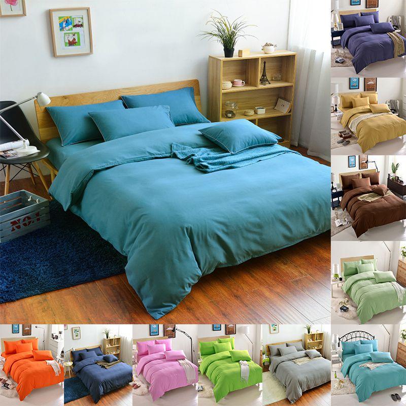 Luxuriously Soft Bedding Set With Pure Color Duvet Cover And Pillowcases