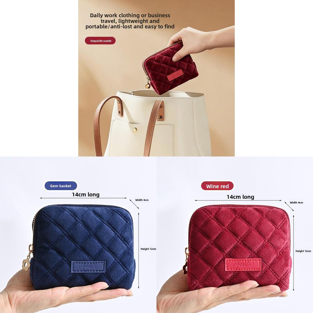 Elegant Plush Cosmetic Storage Case With Zipper For Rings And Bracelets