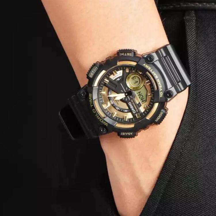 CASIO Unisex Pair Table Series Black Watch AEQ-110BW-9A+GMA-S110MP-4A1