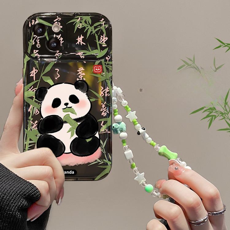 

Подходит для Apple 15 Прозрачный чехол для мобильного телефона Iphone14pro Китайский стиль Бамбуковый лес Панда Цепь 13/12 Флип Зеркало iPhone X