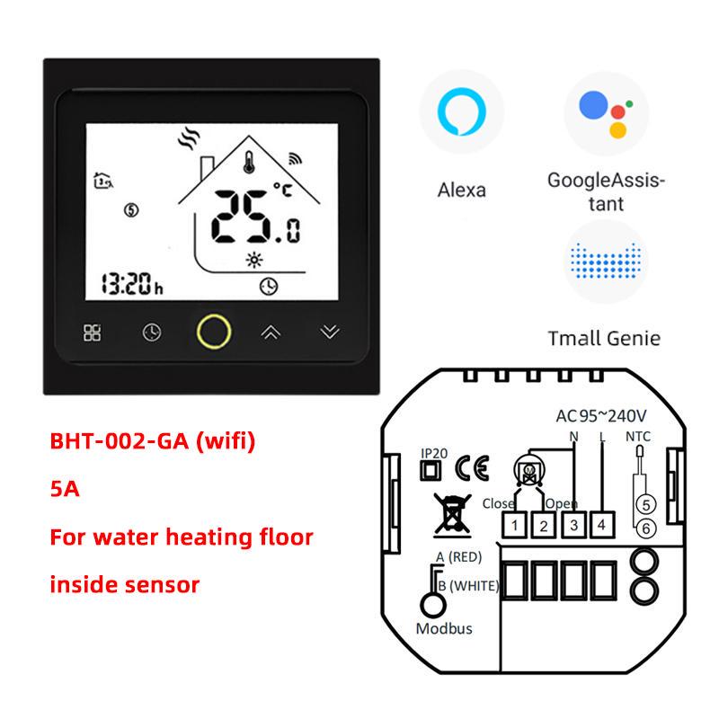 WIFI For Electric/Water/Gas Boiler Floor Heating Thermostat Smart Touch Screen LCD Display Temperature Controller with Alexa/Google Home