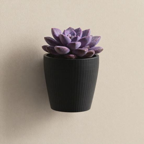 3D Printed Wall Planter, Hanging Indoor Flower Pot for Succulents, Minimalist Black Plant Holder for Home Office