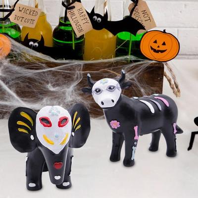 Halloween Ornament Hand-painted Decoration Hand-painted Halloween Elephant Cow Figurine Resin Sculpture for Home