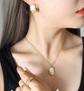 Korean-Inspired Irregular Mother-of-Pearl Pendant Necklace & Earring Gold-Plated Set