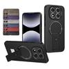 Carbon Fiber Pattern Armor Phone Case For Redmi Note 14 Pro Plus 5G 4G Cover Magnetic Wireless Chraging Fold Stand Back Fundas