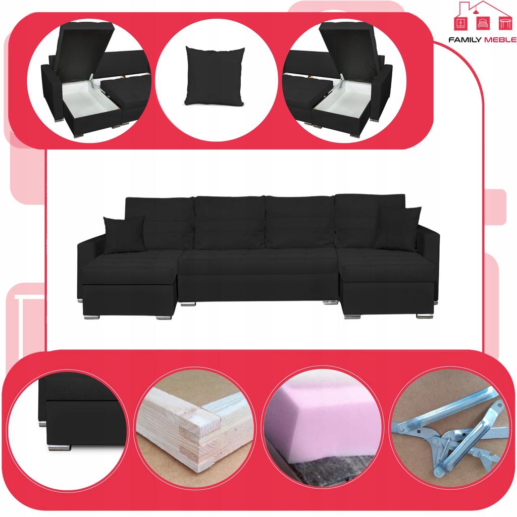 Figo BIG Corner Sofa Bed Family Meble Black
