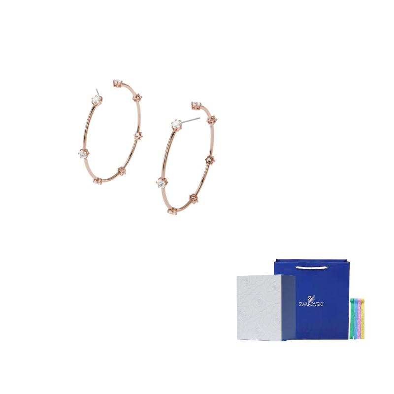 Swarovski Constella Faux Crystal Earrings Womens M-Camellia Embossed Gift Box