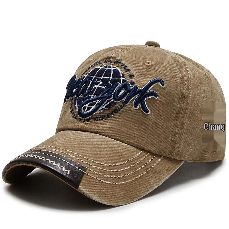 Unisex Washed Distressed Baseball Cap – Spring/Summer, Curved Brim, Letter Embroidery, Retro Style