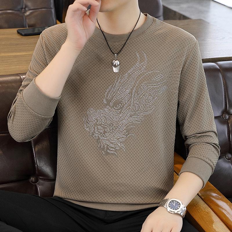 Męska modna koszulka z długim rękawem i okrągłym dekoltem - Kolekcja Jesień 2025