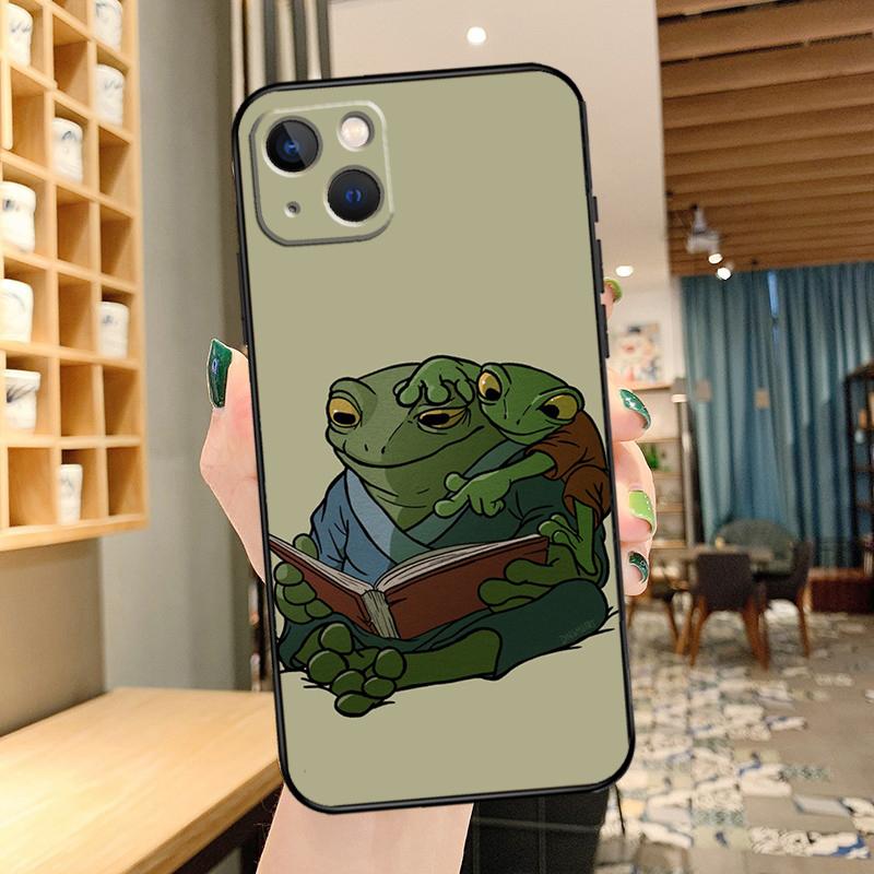Cute Frog Cartoon Phone Case For iPhone 13 Pro Max 16 15 11 12 14 17 Pro Max mini 15 16 Plus 16e 17 Air Cover iPhone 15Pro MAX