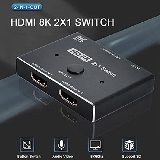 [NFHK] 8K@60hz HDMI 2.1 Switch 2-in-1 Output Hub HDCP SST Extended 4K@60hz