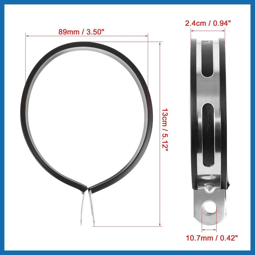 89mm 3.5" 3 1/2 Inch Motorcycle Exhaust Band Joint Clamp Muffler Pipe Stainless Steel Silver Tone Item Replacement