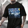 Creative Gogh Graphic Motorcycle Printed T-Shirt Men's Fashion Short Sleeve Exquisite Design Essential Top Tees